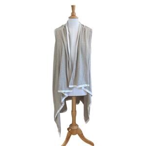 Zestt Organic Cotton Beige Sleeveless Long Open Front Cardigan, Duster, OS